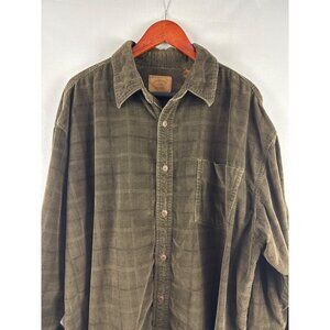 St. Johns Bay Mens XL Olive Green Corduroy Button-Up Shirt